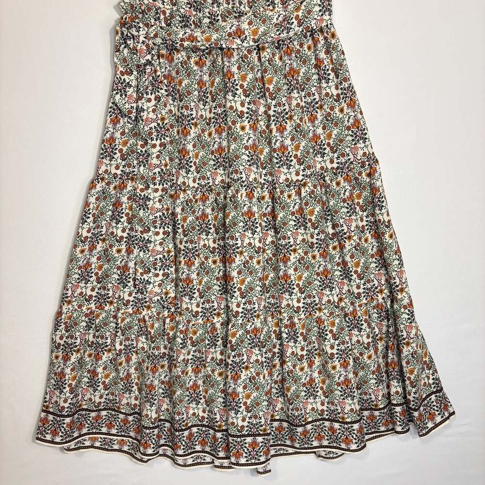 Max Studio London Floral Print Tiered Midi Dress with Flutter Sleeves Size M - Picture 2 of 12